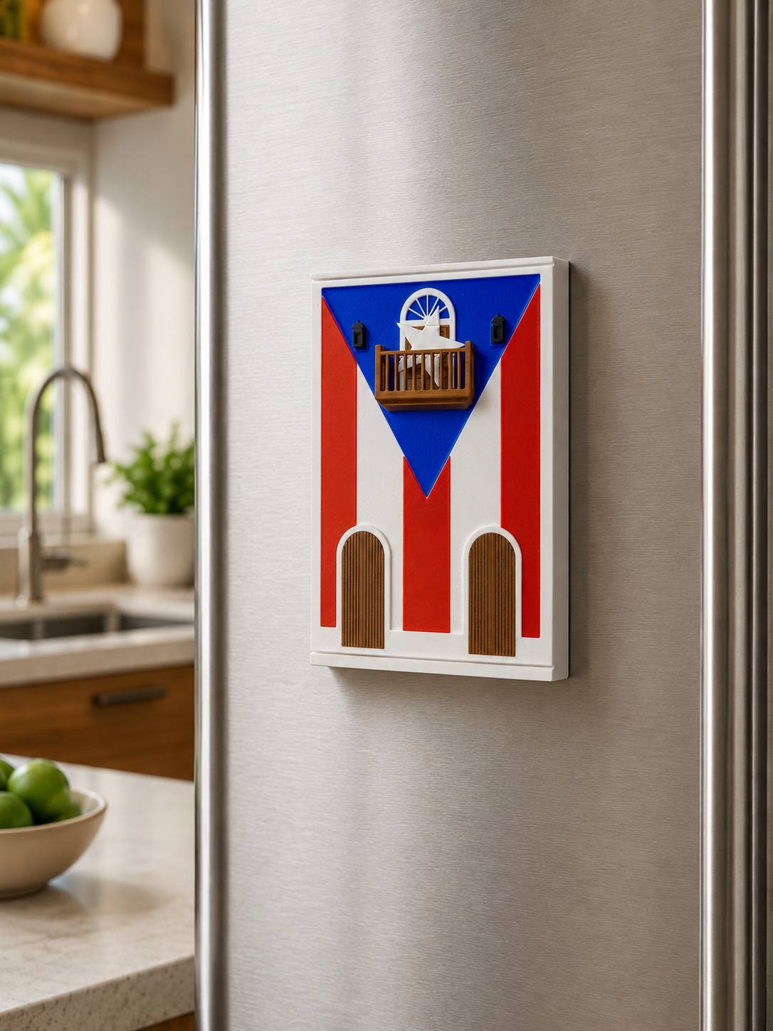 8" Puerto Rican Flag House Magnet - 3D Printed Puerto Rico Souvenir
