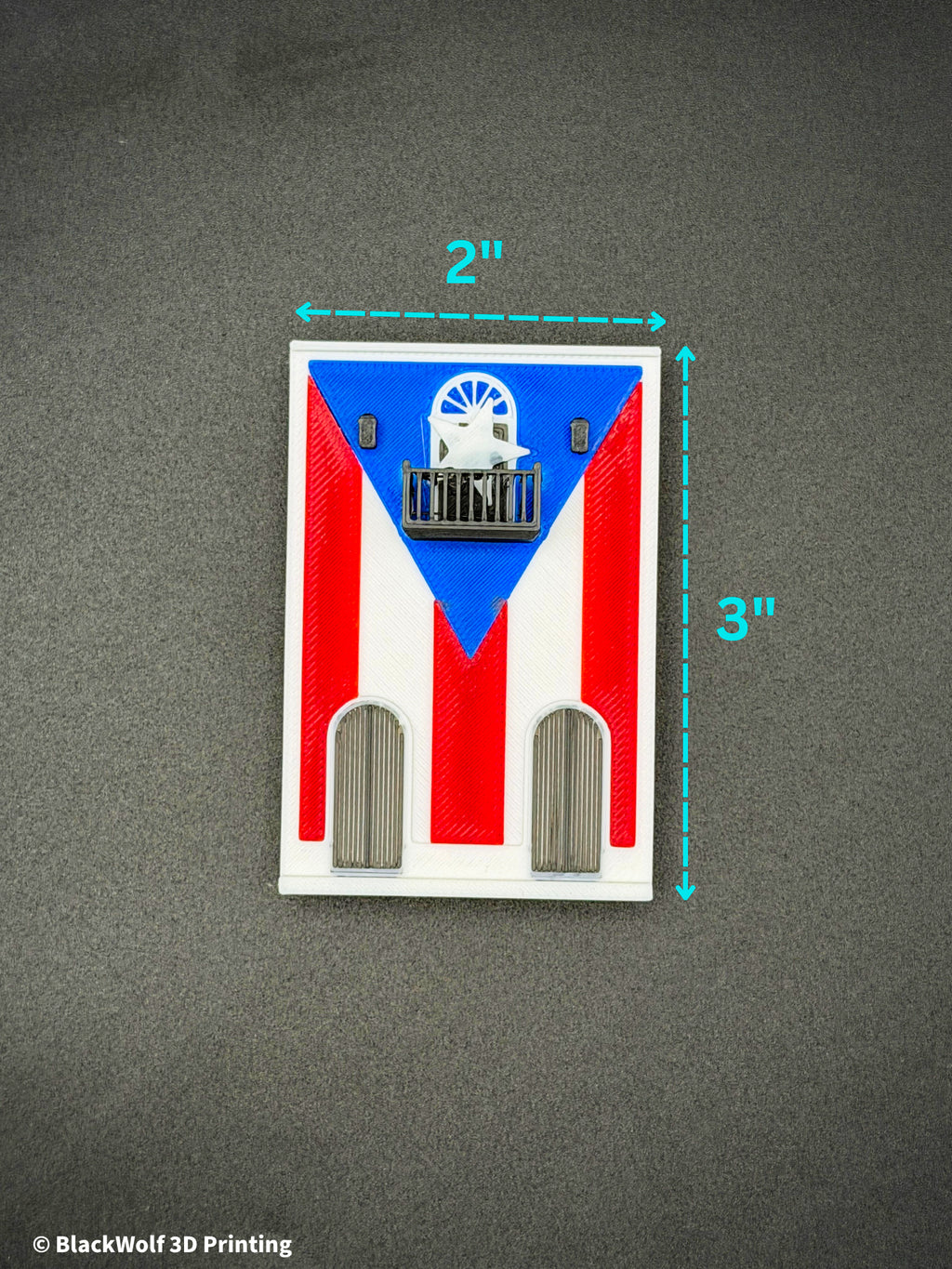 3" Puerto Rican Flag House Magnet - 3D Printed Puerto Rico Souvenir