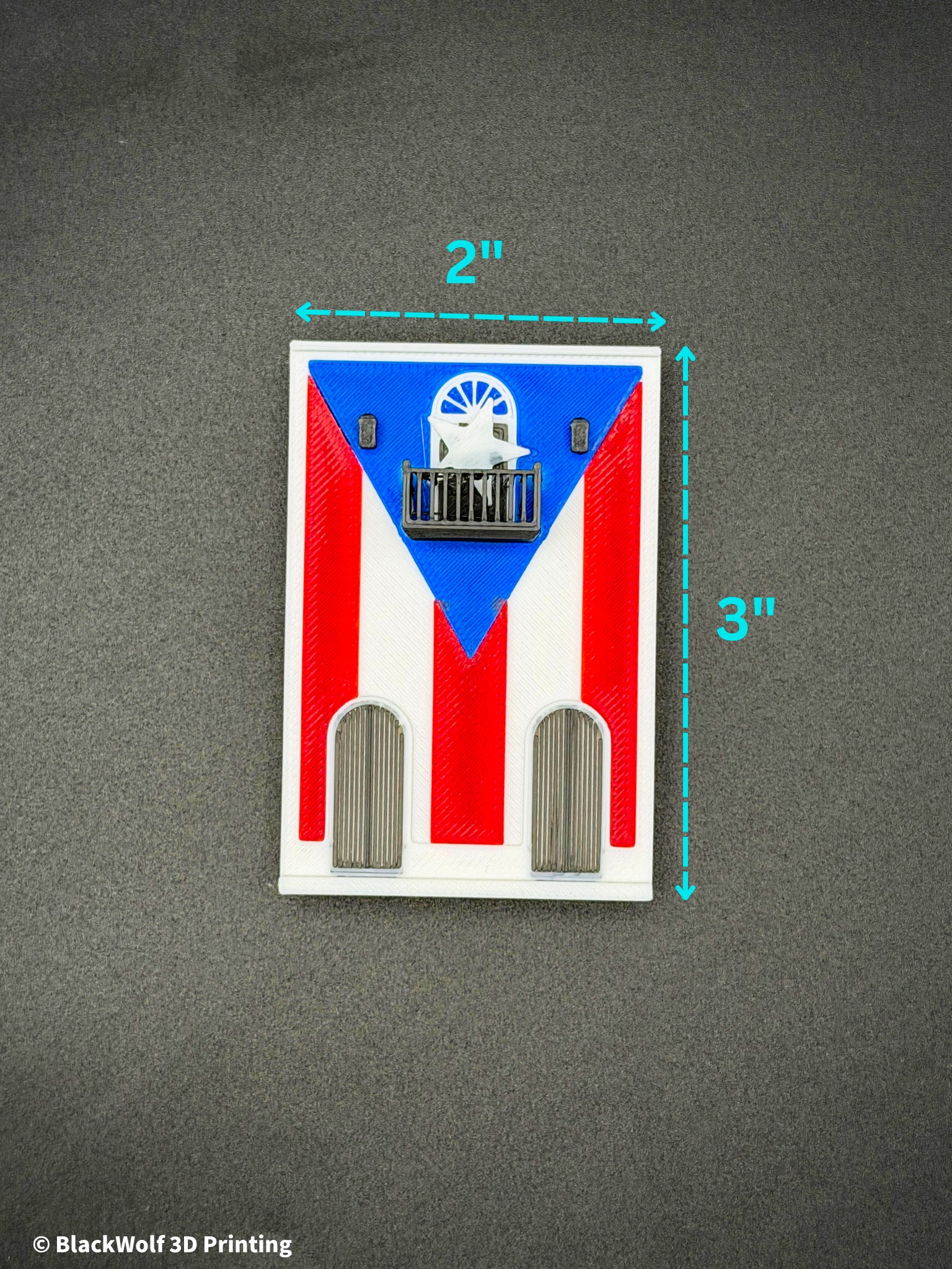 3" Puerto Rican Flag House Magnet - 3D Printed Puerto Rico Souvenir