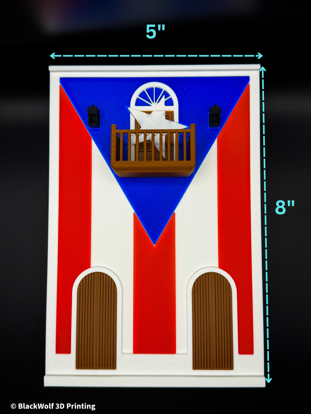 8" Puerto Rican Flag House Magnet - 3D Printed Puerto Rico Souvenir