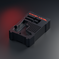 Design render of the BLACKWOLF CANIK MC9L two-piece PACKOUT insert in black with red lettering, shown empty.