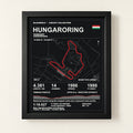 Hungaroring 8 × 10 inch circuit art with Black frame, digital product representation