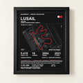 Lusail 8 × 10 inch circuit art with Black frame, digital product representation