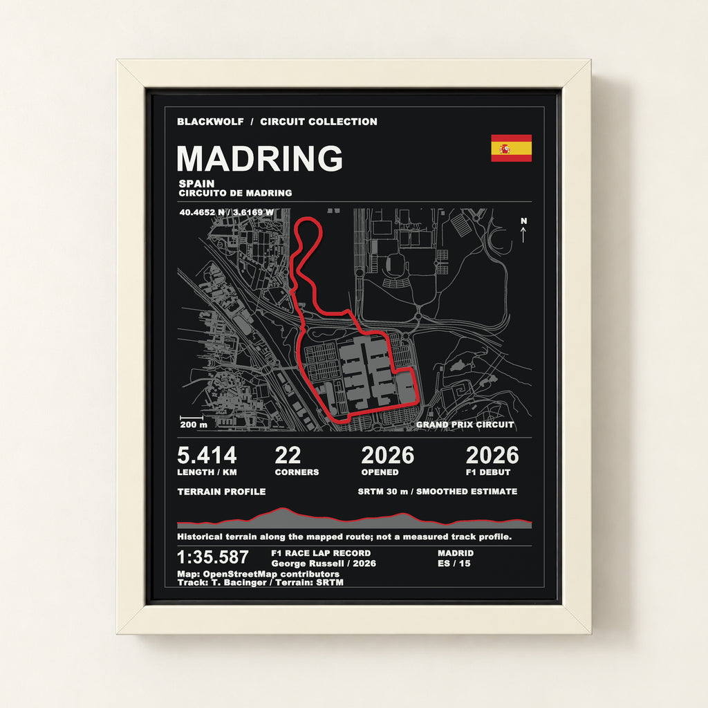 Madring 8 × 10 inch circuit art with White frame, digital product representation