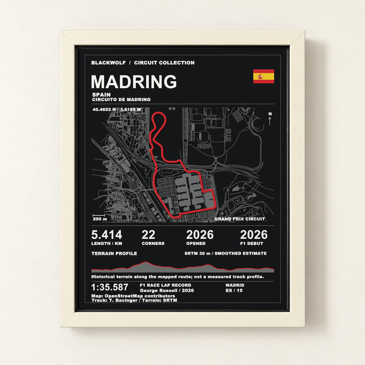 Madring 8 × 10 inch circuit art with White frame, digital product representation