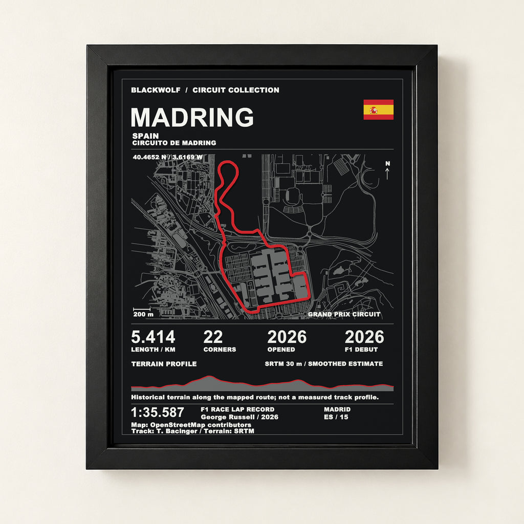 Madring 8 × 10 inch circuit art with Black frame, digital product representation
