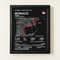 Monaco 8 × 10 inch circuit art with Black frame, digital product representation