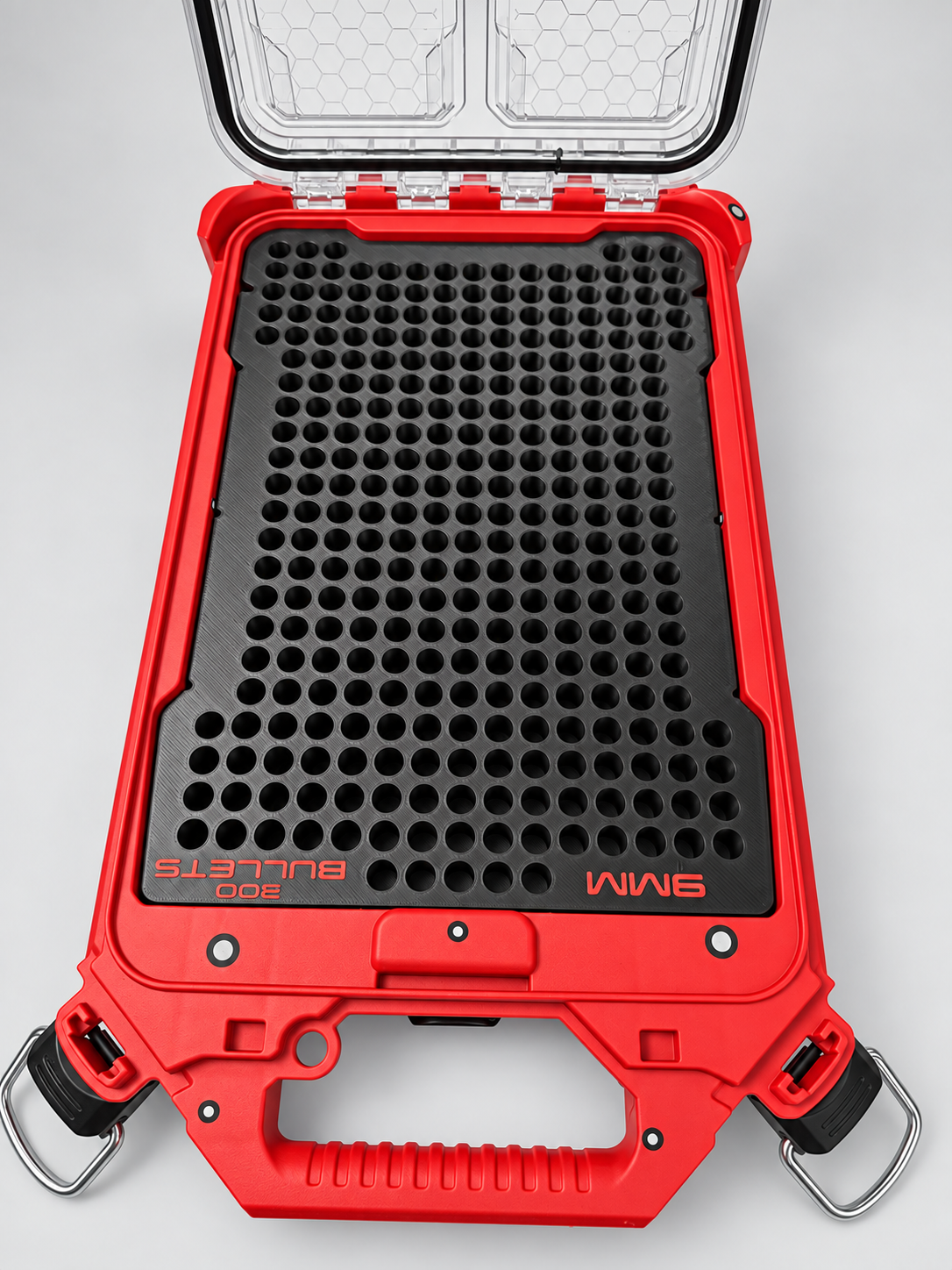 BlackWolf 9 mm 300-round insert in an open Milwaukee PACKOUT 48-22-8436; retouched product photo.
