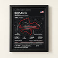 Sepang 8 × 10 inch circuit art with Black frame, digital product representation