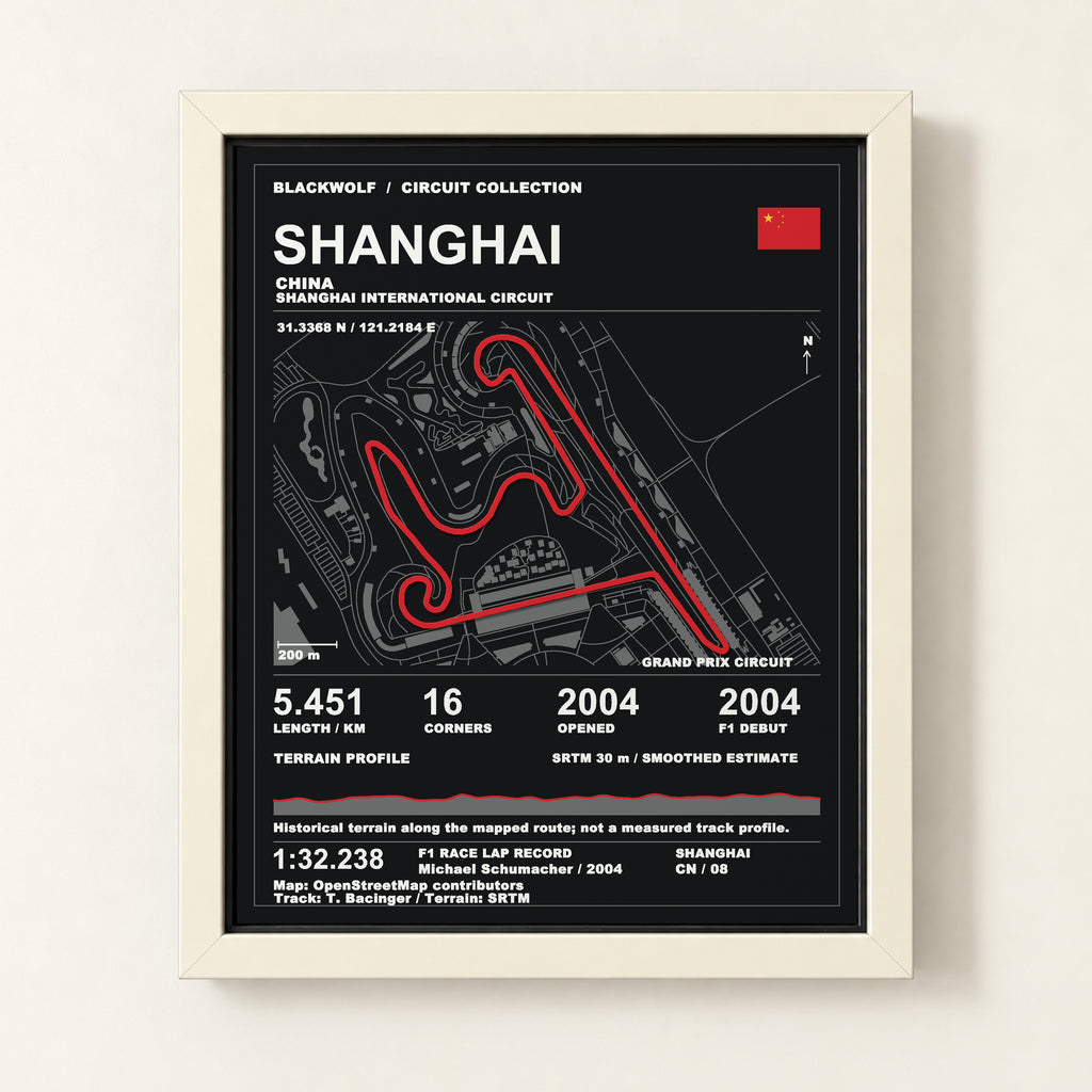 Shanghai 8 × 10 inch circuit art with White frame, digital product representation