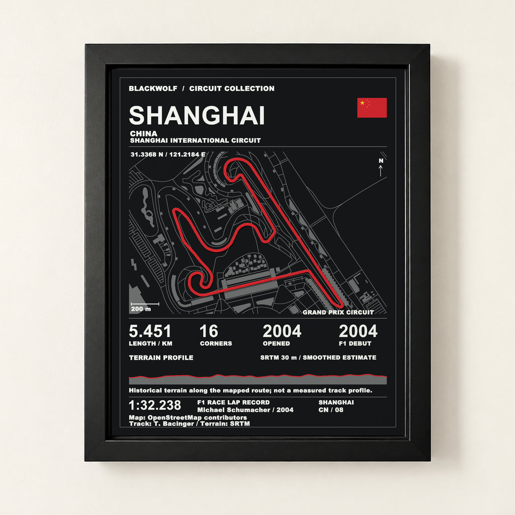 Shanghai 8 × 10 inch circuit art with Black frame, digital product representation