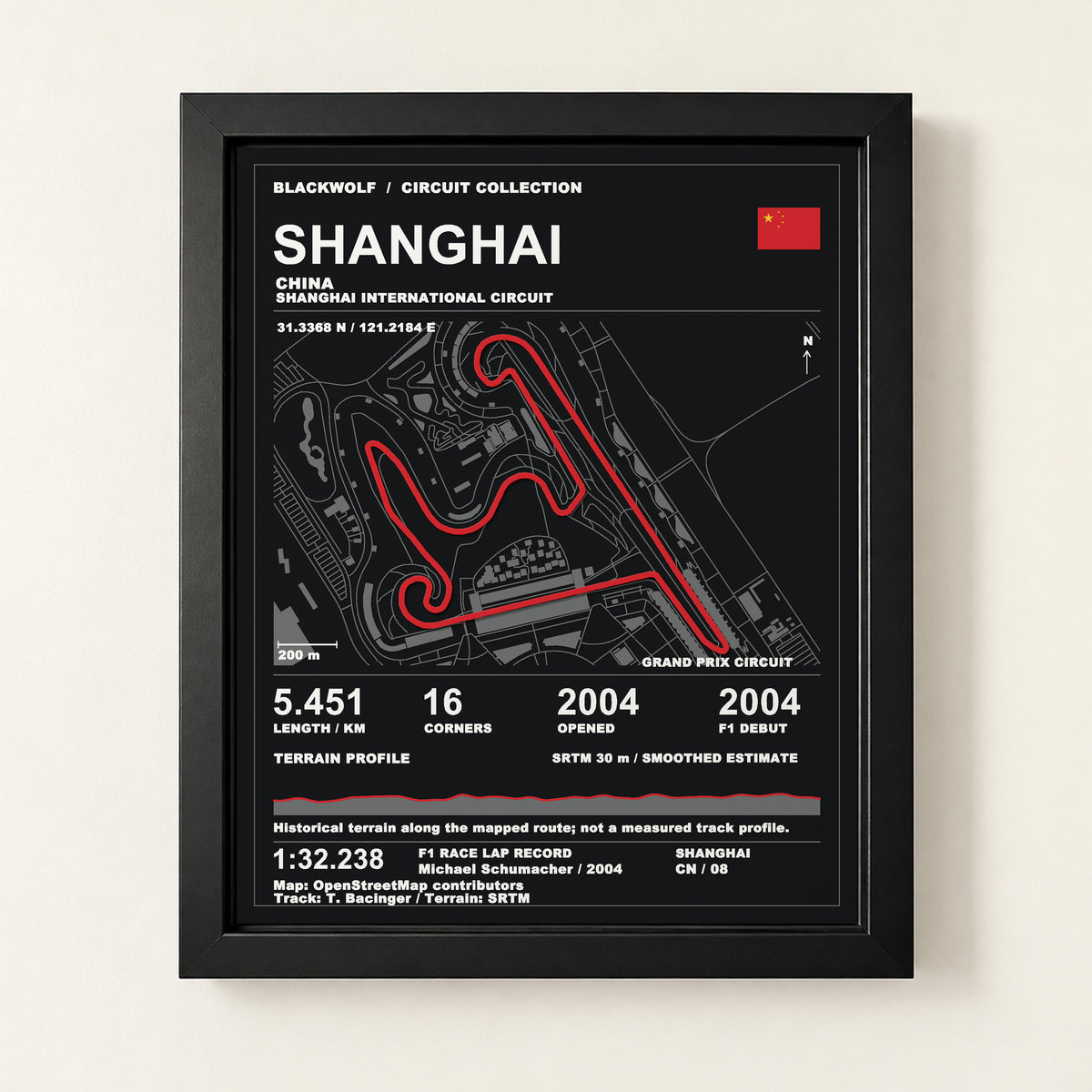 Shanghai 8 × 10 inch circuit art with Black frame, digital product representation