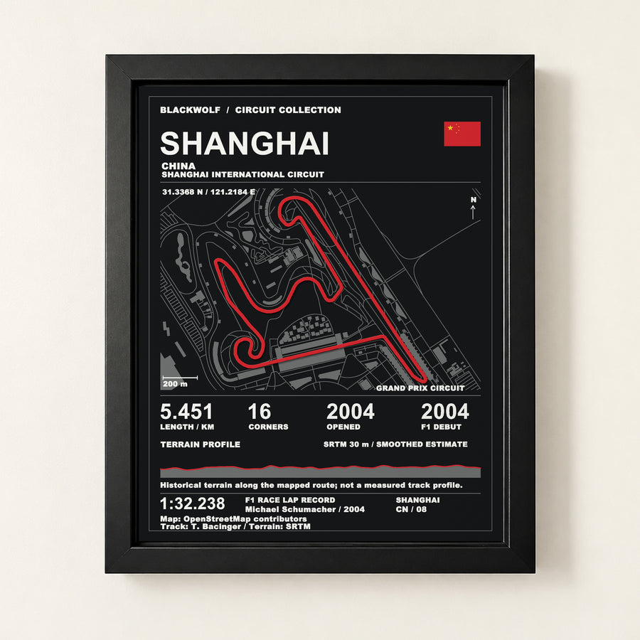 Shanghai 8 × 10 inch circuit art with Black frame, digital product representation