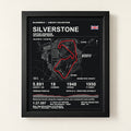 Silverstone 8 × 10 inch circuit art with Black frame, digital product representation