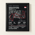 Singapore 8 × 10 inch circuit art with Black frame, digital product representation