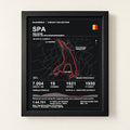 Spa 8 × 10 inch circuit art with Black frame, digital product representation