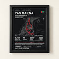Yas Marina 8 × 10 inch circuit art with Black frame, digital product representation
