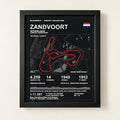 Zandvoort 8 × 10 inch circuit art with Black frame, digital product representation