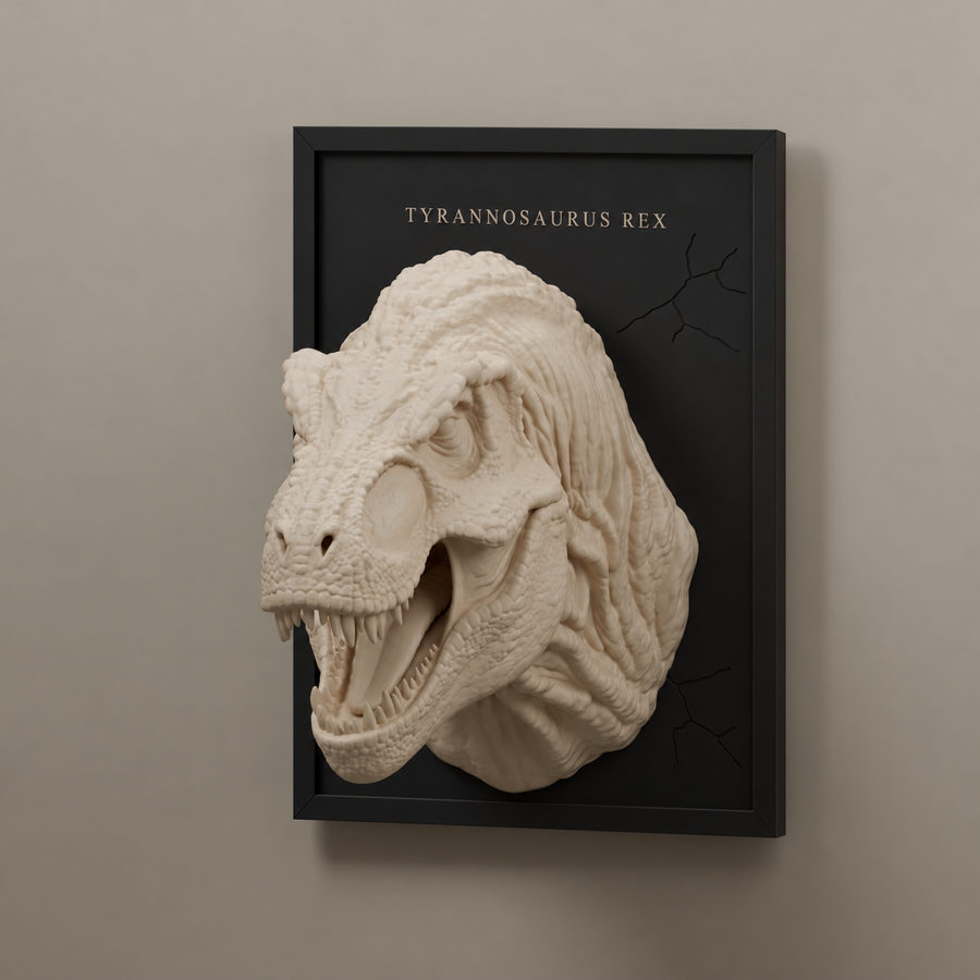 Render del cuadro T-Rex R5 con marco negro incluido